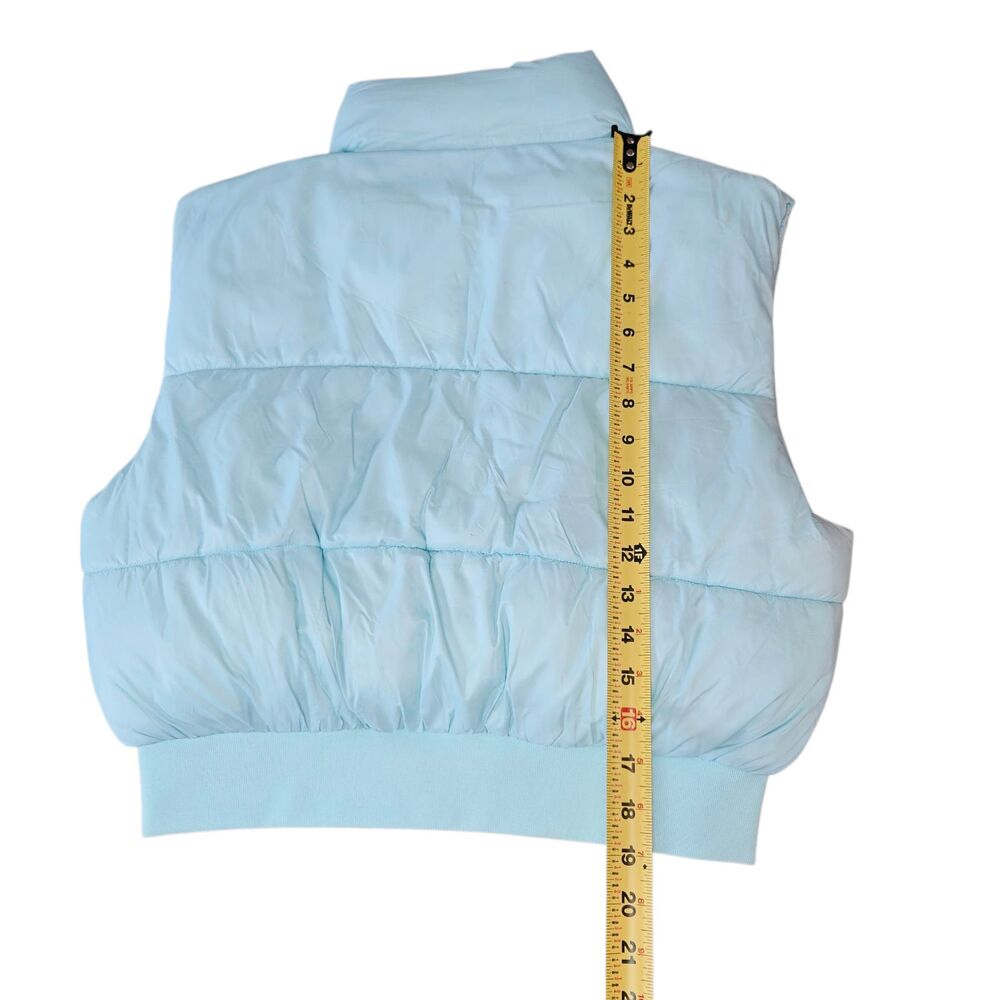 New Victorias Secret PINK Cropped Puffer Vest Light Blue Size M - Picture 5 of 8
